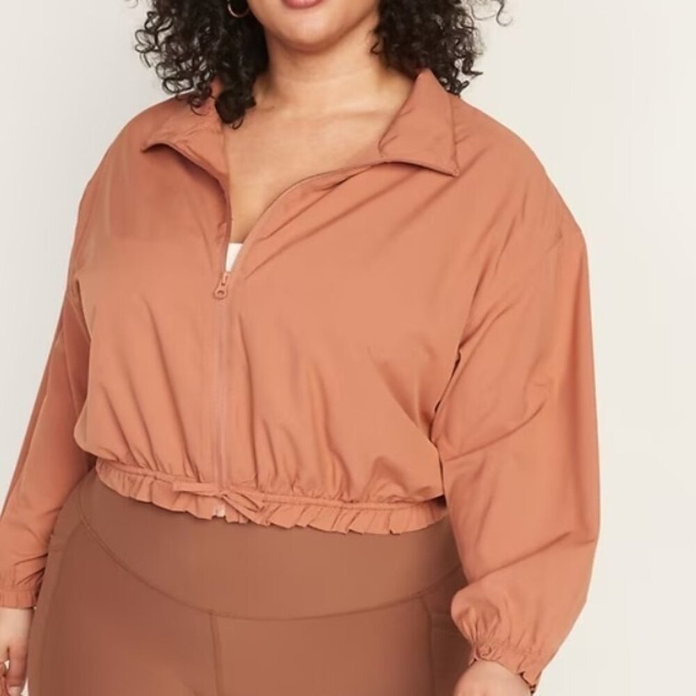 Old Navy StretchTech Loose Cropped Full-Zip Jacket Plus 4X Warm Hickory 804206